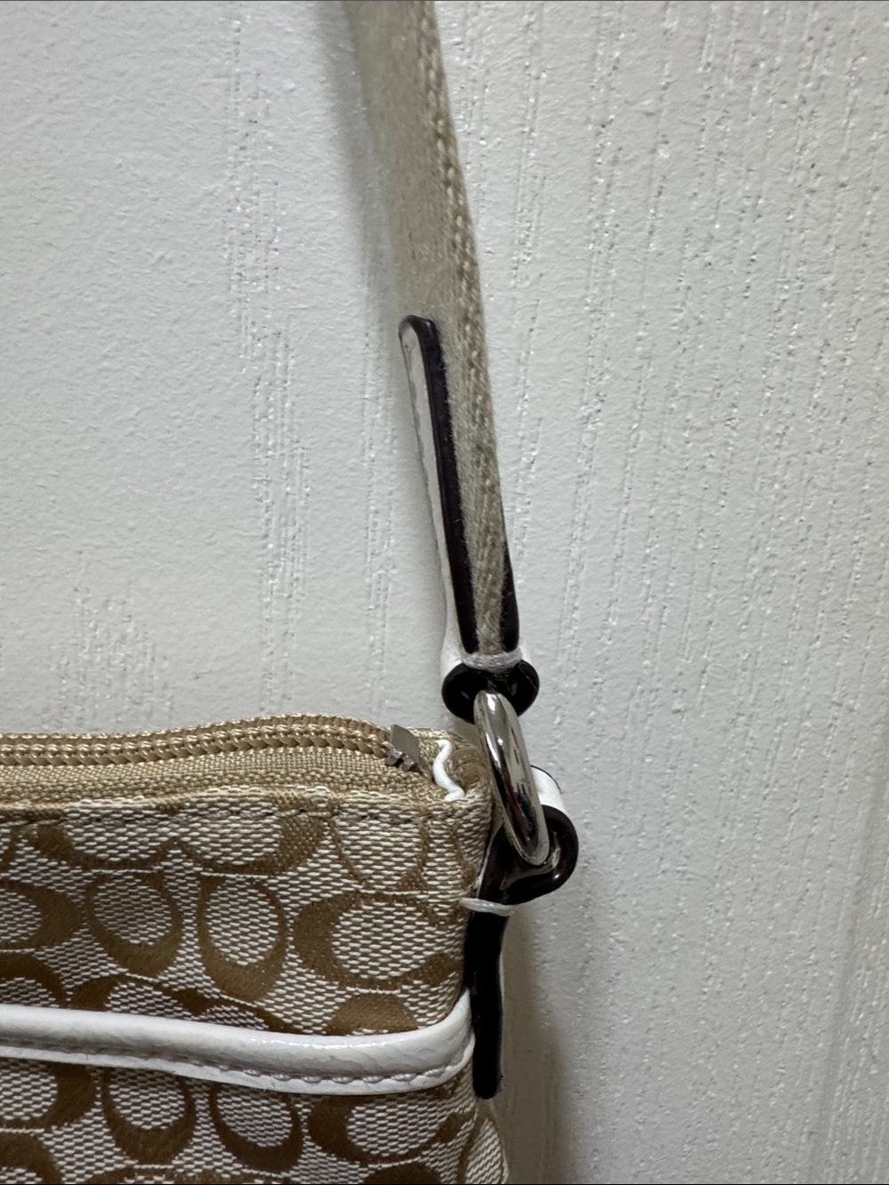 Coach Signature File Crossbody Bag Khaki White Snake Embossed Trim - Picture 5 of 11